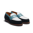 Mocassin 180 [femme cuir veau velours vert, cuir lisse blanc et cuir veau box campanule]
