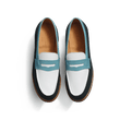 Mocassin 180 [femme cuir veau velours vert, cuir lisse blanc et cuir veau box campanule]