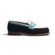 Mocassin 180 [femme cuir veau velours vert, cuir lisse blanc et cuir veau box campanule]
