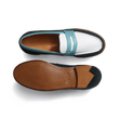 Mocassin 180 [femme cuir veau velours vert, cuir lisse blanc et cuir veau box campanule]