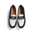 Mocassin 180 [femme cuir veau box marine & cuir veau lisse java blanc]