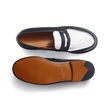 Mocassin 180 [femme cuir veau box marine & cuir veau lisse java blanc]