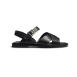 Sandale Double V [homme cuir veau lisse noir]