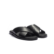 Mule Croisée Double V [homme cuir veau lisse noir]