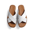 Mule Croisée Double V [homme cuir veau lisse blanc]