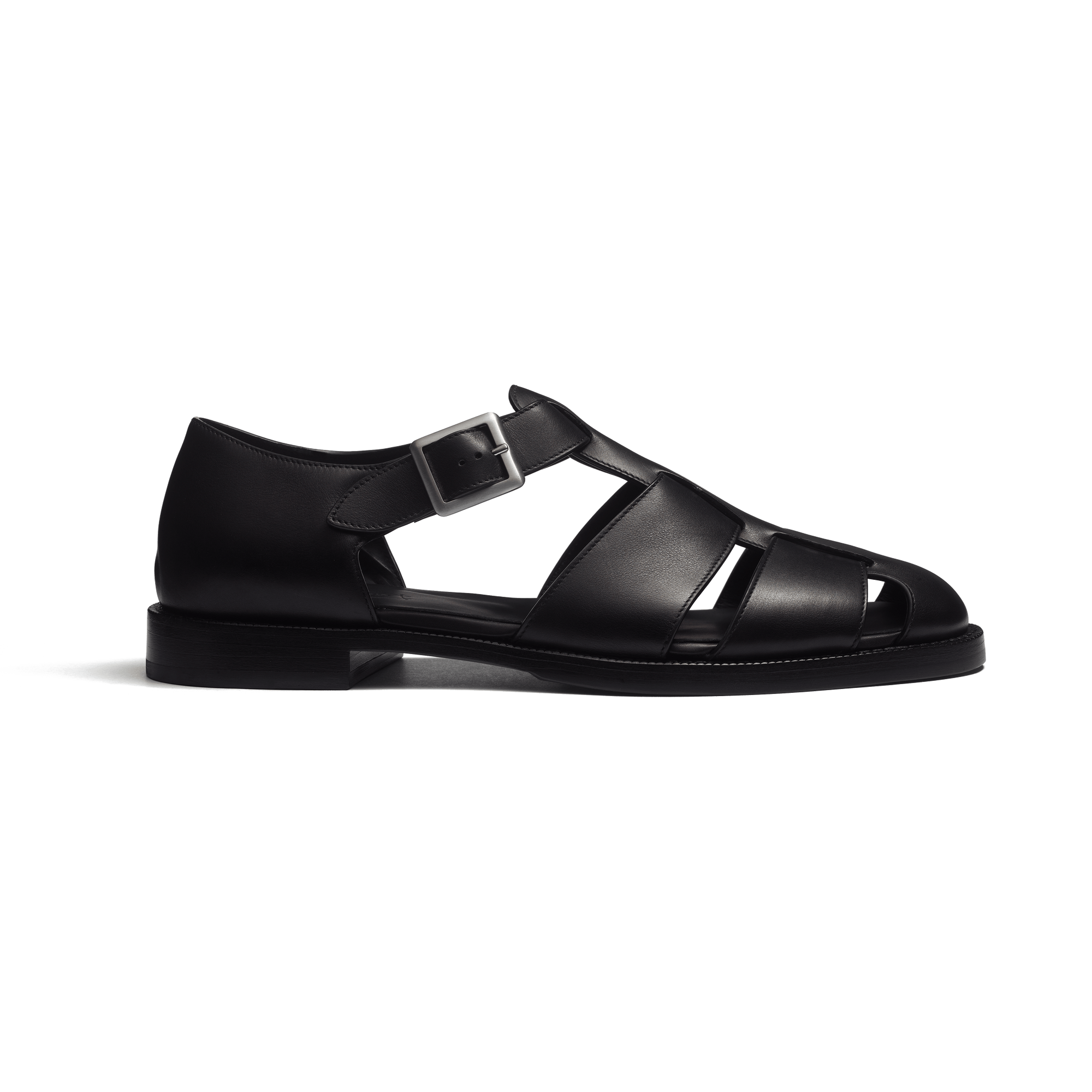 Fisherman sandal [Men black soft calfskin]