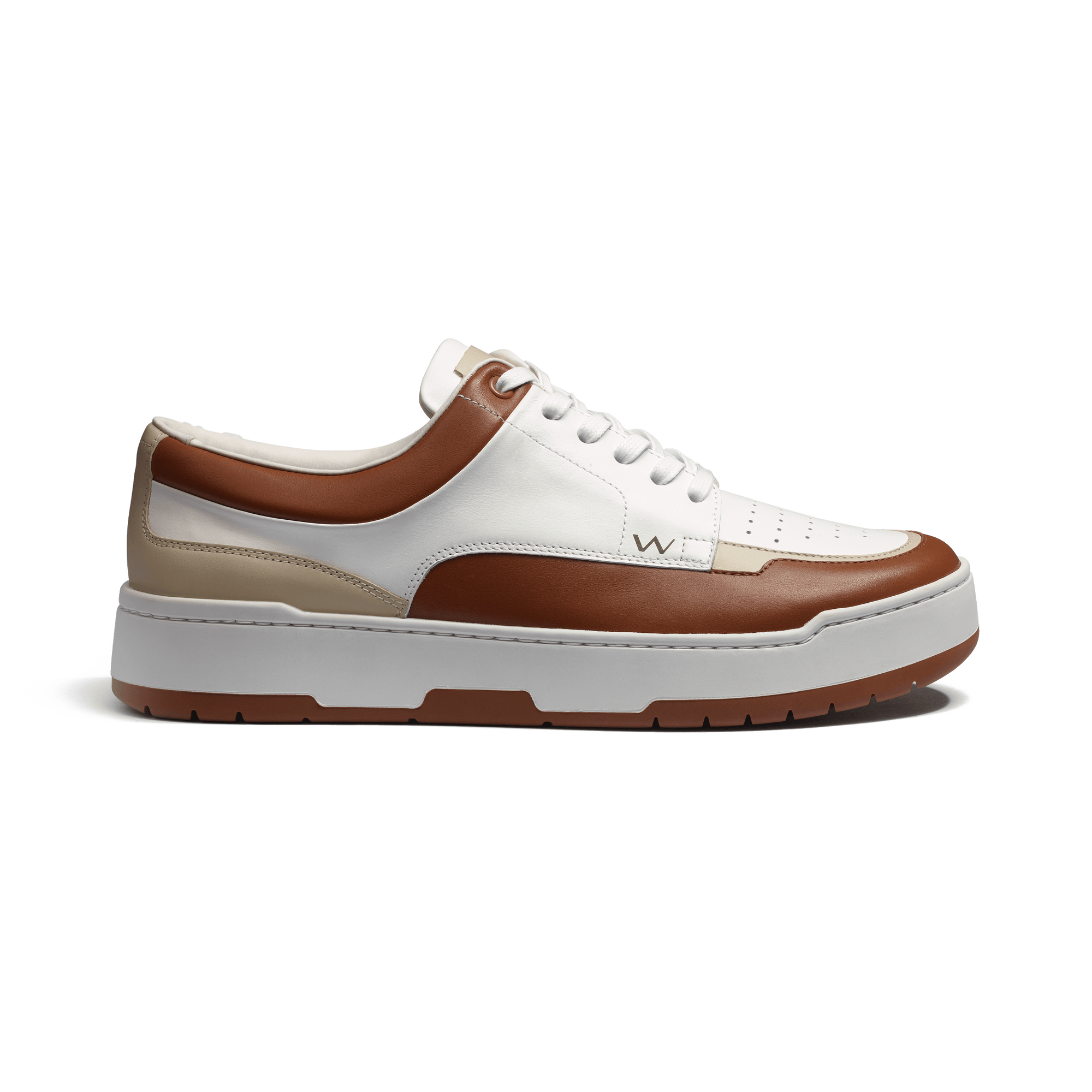 On Top Sneaker [Men White sport calfskin with beige and camel details]