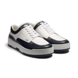 Basket On Top [cuir veau sport blanc détails gris et marine]