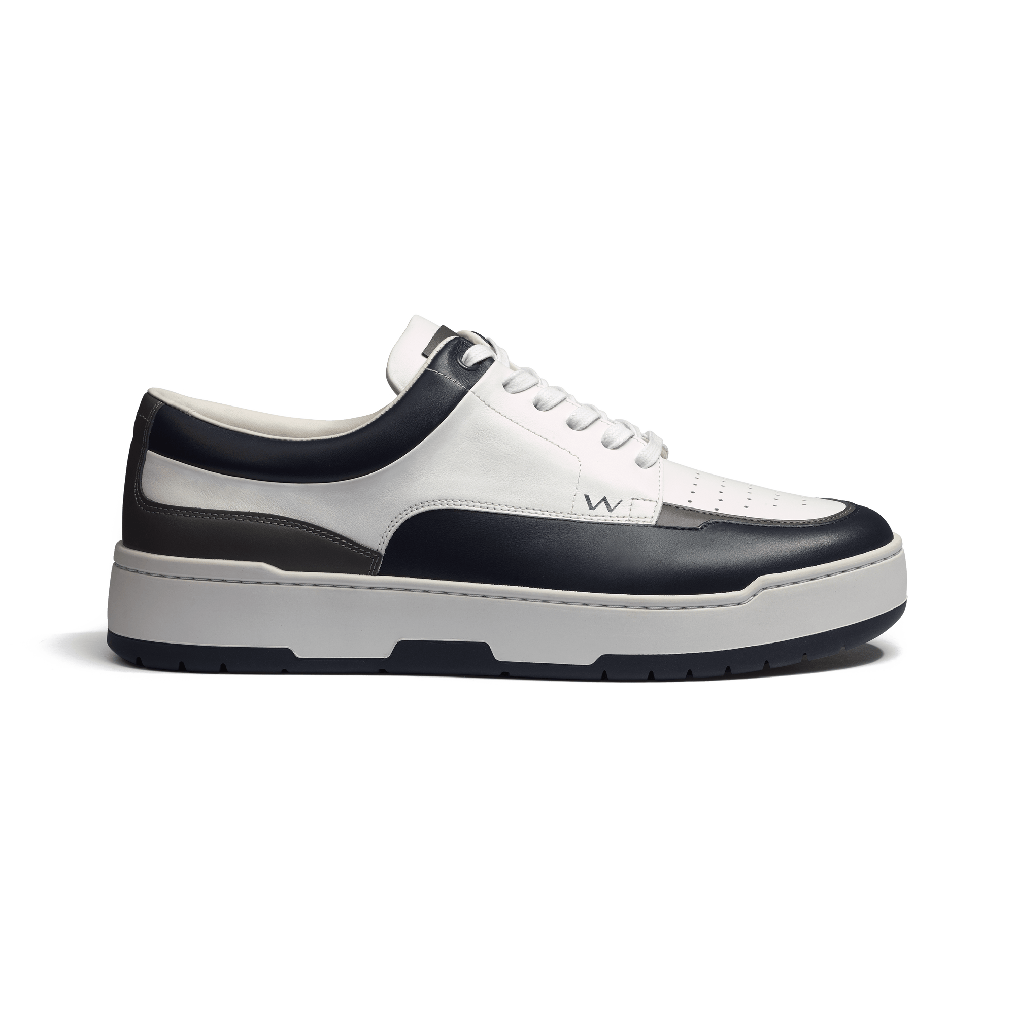 On Top Sneaker [Men White sport calfskin with grey and navy details]