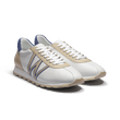 On My Way Sneaker [White soft calfskin with beige and blue details]