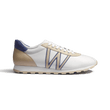 On My Way Sneaker [White soft calfskin with beige and blue details]