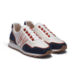 Basket On My Way Ghillies Roland-Garros [homme maille nylon blanche & cuir veau velours bleu marine détails en cuir veau sport orange terre battue]