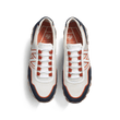 Basket On My Way Ghillies Roland-Garros [homme maille nylon blanche & cuir veau velours bleu marine détails en cuir veau sport orange terre battue]