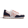 Basket On My Way Ghillies Roland-Garros [homme maille nylon blanche & cuir veau velours bleu marine détails en cuir veau sport orange terre battue]