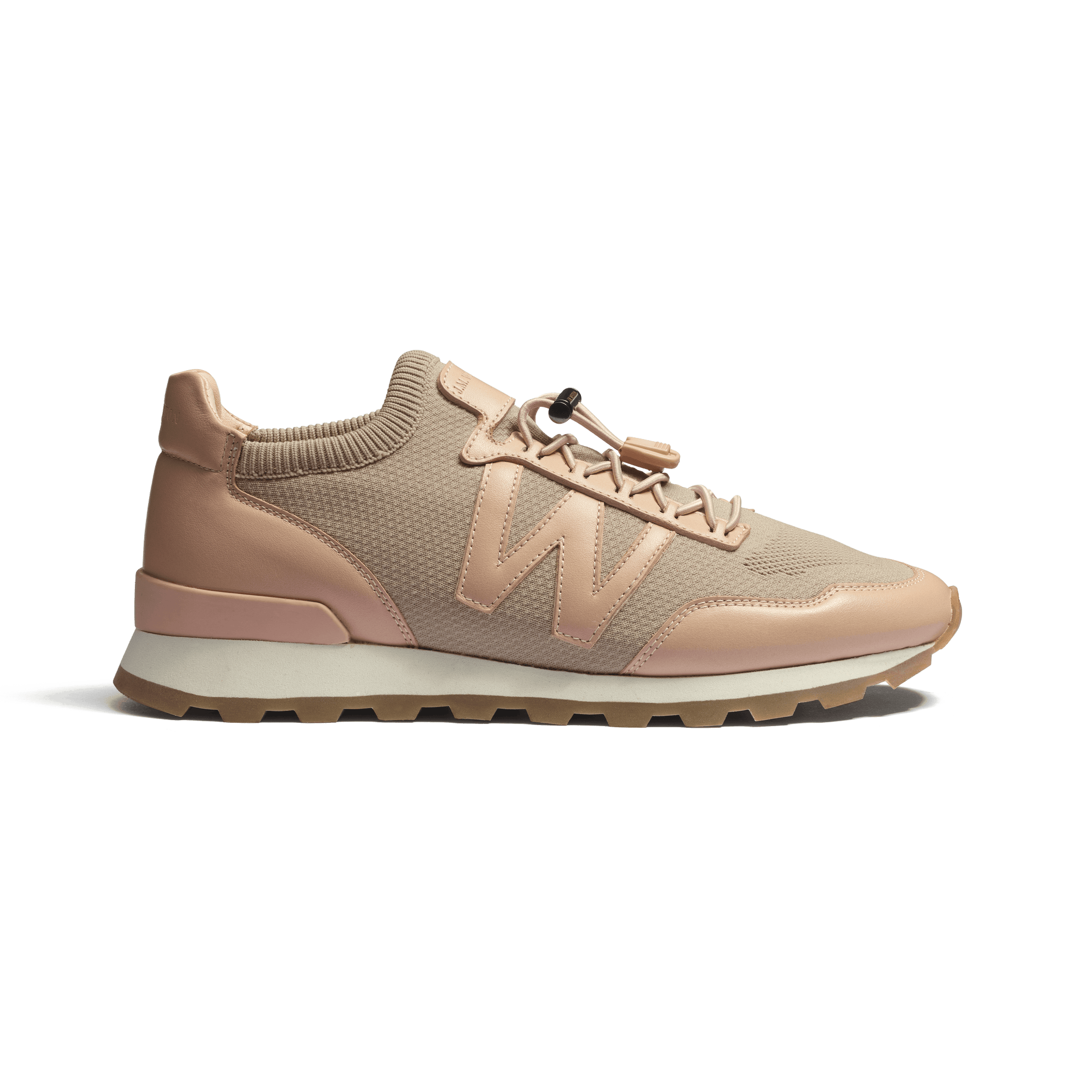 On My Way Knit Sneakers [Pink nylon canvas and pink sport calfskin]