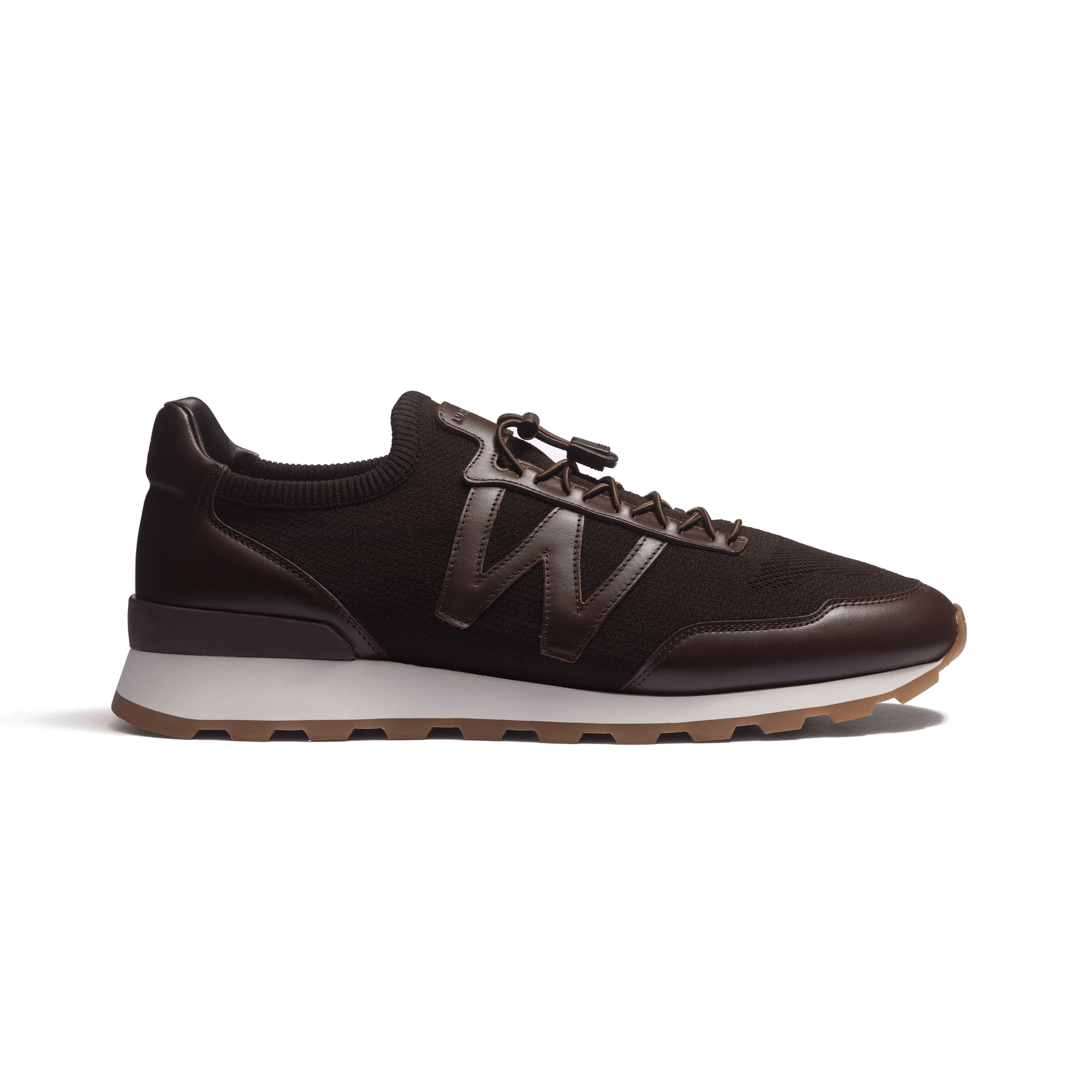 On My Way Knit Sneaker [Men Brown knit canvas and brown sport calfskin]