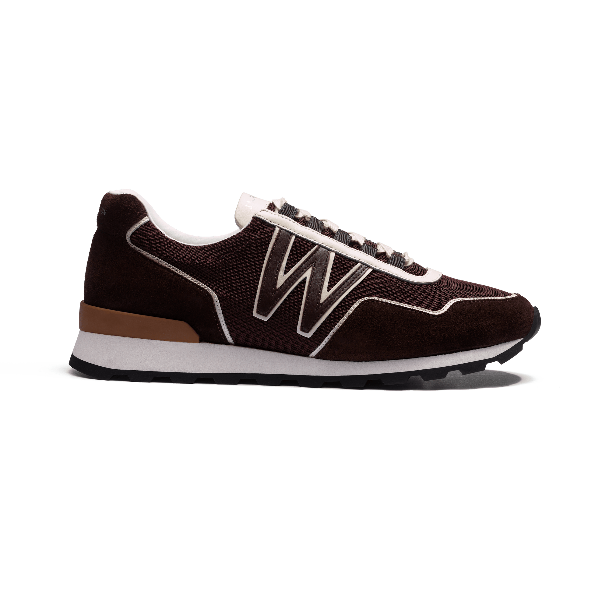 Basket On My Way Ghillies [homme Maille nylon bordeaux & cuir velours marron foncé détails en cuir veau sport blanc & marron]