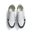 On Time Oxford Sneaker [White soft calfskin and navy suede calfskin]