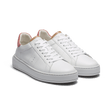 Basket On Time [femme cuir veau lisse blanc détails rose et camel]