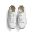 Basket On Time [femme cuir veau lisse blanc détails rose et camel]
