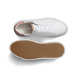 Basket On Time [femme cuir veau lisse blanc détails rose et camel]
