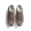 Basket On Time [cuir veau velours taupe détails cuir veau sport blanc]