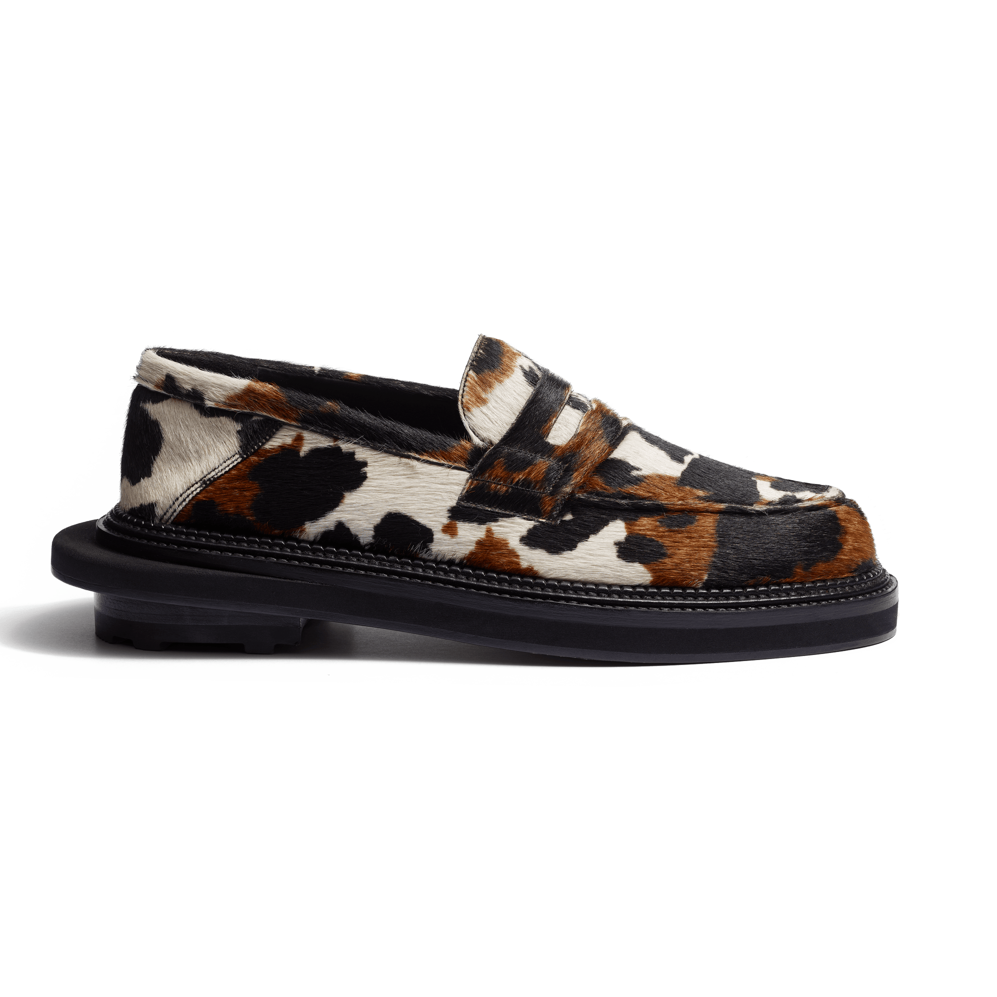 Mocassin Mule J.M. Weston x sacai [cuir de vachette à poils motif vache]