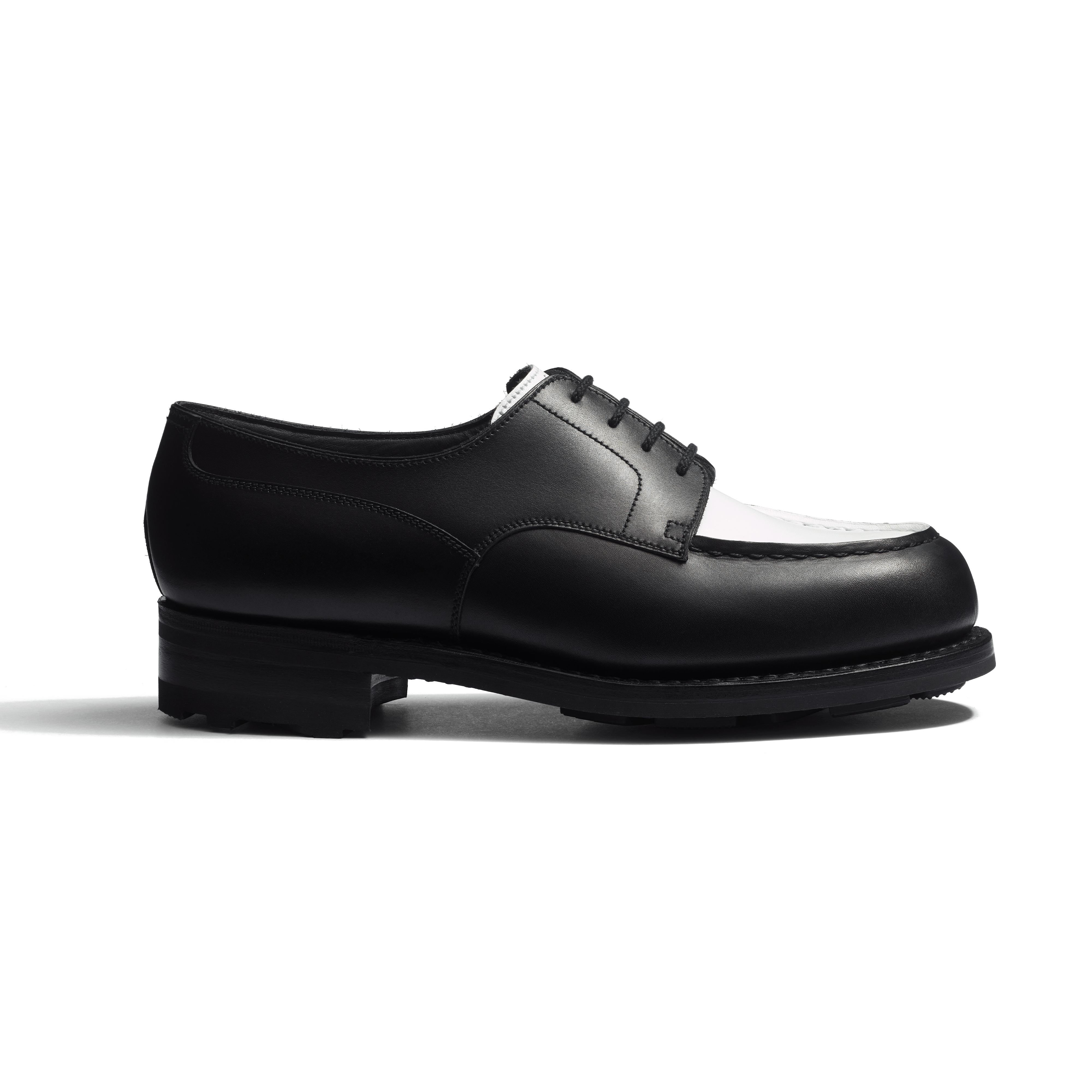 Women's Black boxcalf & white supple calfskin Golf Derby | J.M. Weston Women's Black boxcalf & white supple calfskin Golf Derby | J.M. Weston