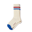 Chaussettes Ivy League [Coton mélangé écru détails bleu et rouge]