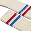 Chaussettes Ivy League [Coton mélangé écru détails bleu et rouge]