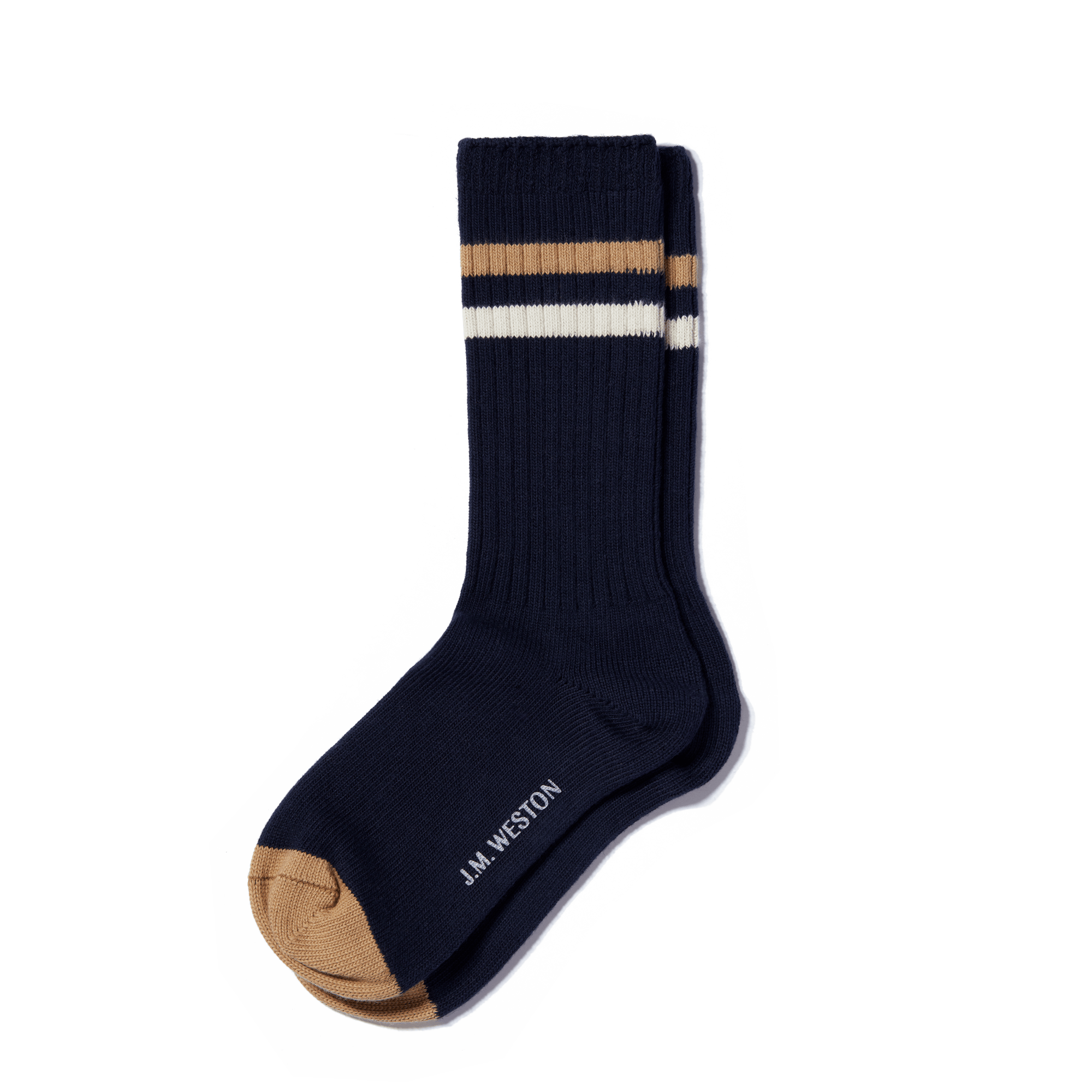 Ivy League socks [Navy cotton blend with off white and beige details]