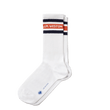 Chaussettes courtes à bandes Roland-Garros [Polyamide blanc avec détails orange terre battue et bleu marine]