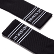 Short sport socks with stripes [Black polyamid, white details]
