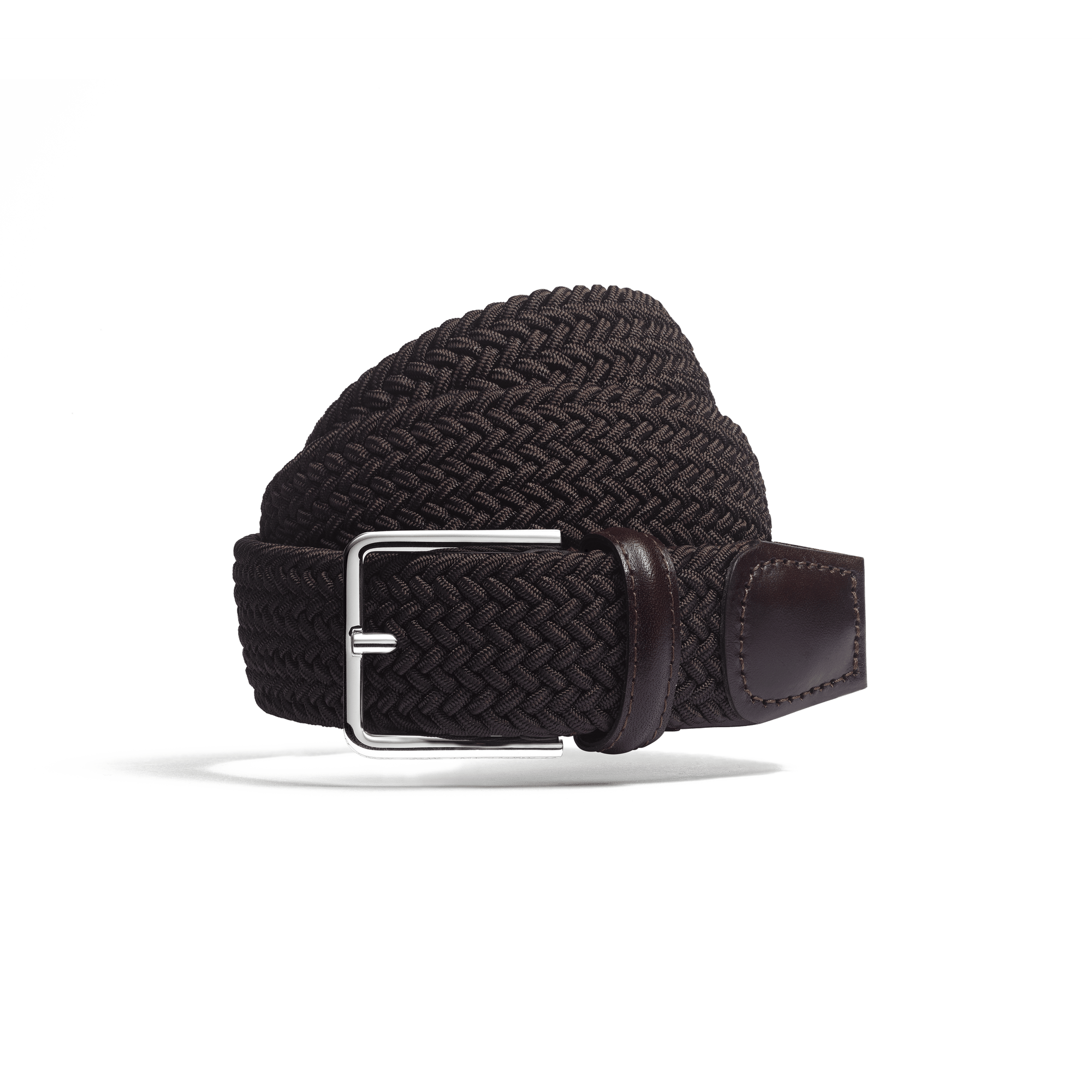 Elastic Belt [Brown braid and brown calf leather]