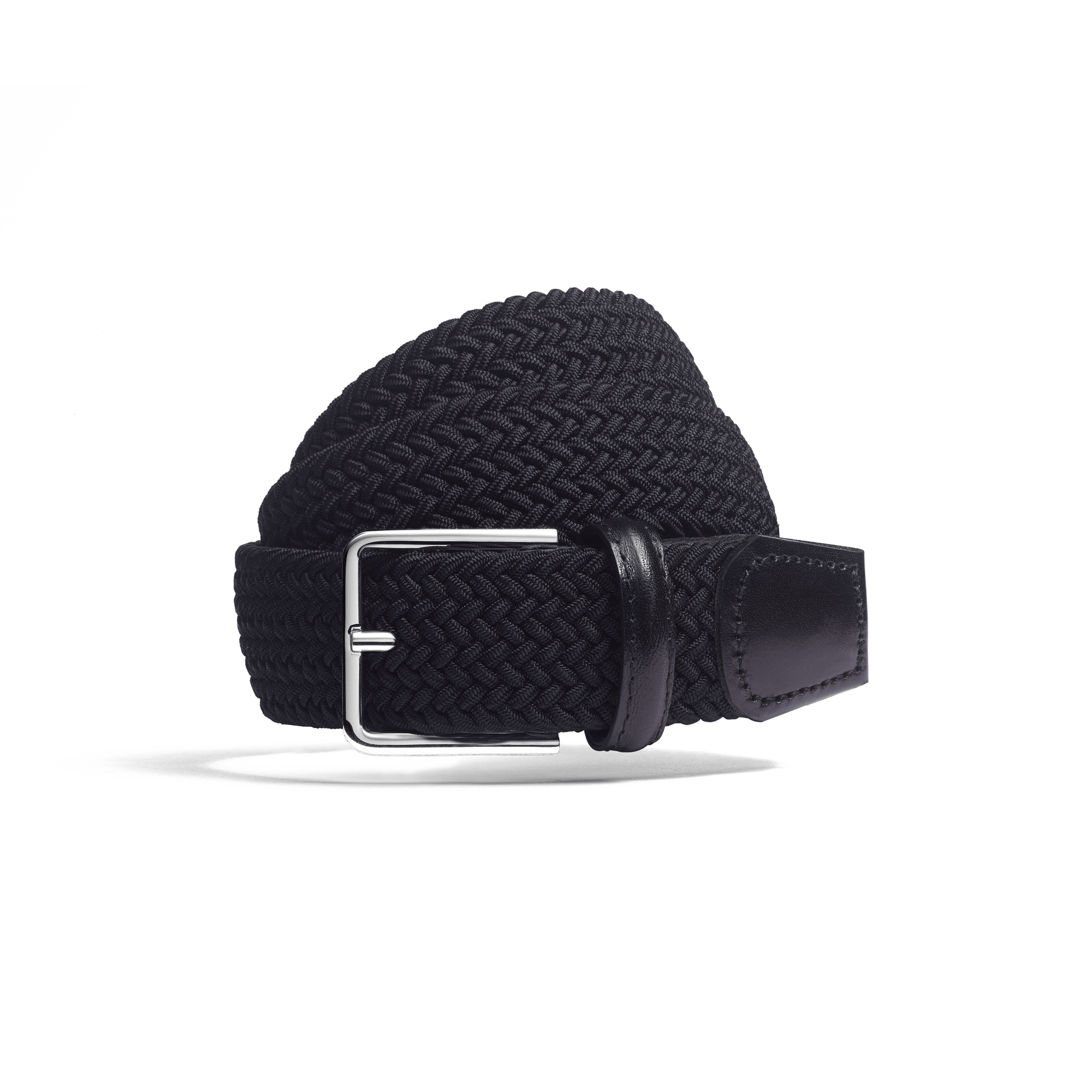 Elastic Belt [Black braid and black calf leather]