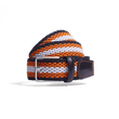 Ceinture Élastique Roland-Garros [Tresse bleu marine, blanche et orange terre battue et cuir veau lisse bleu marine]