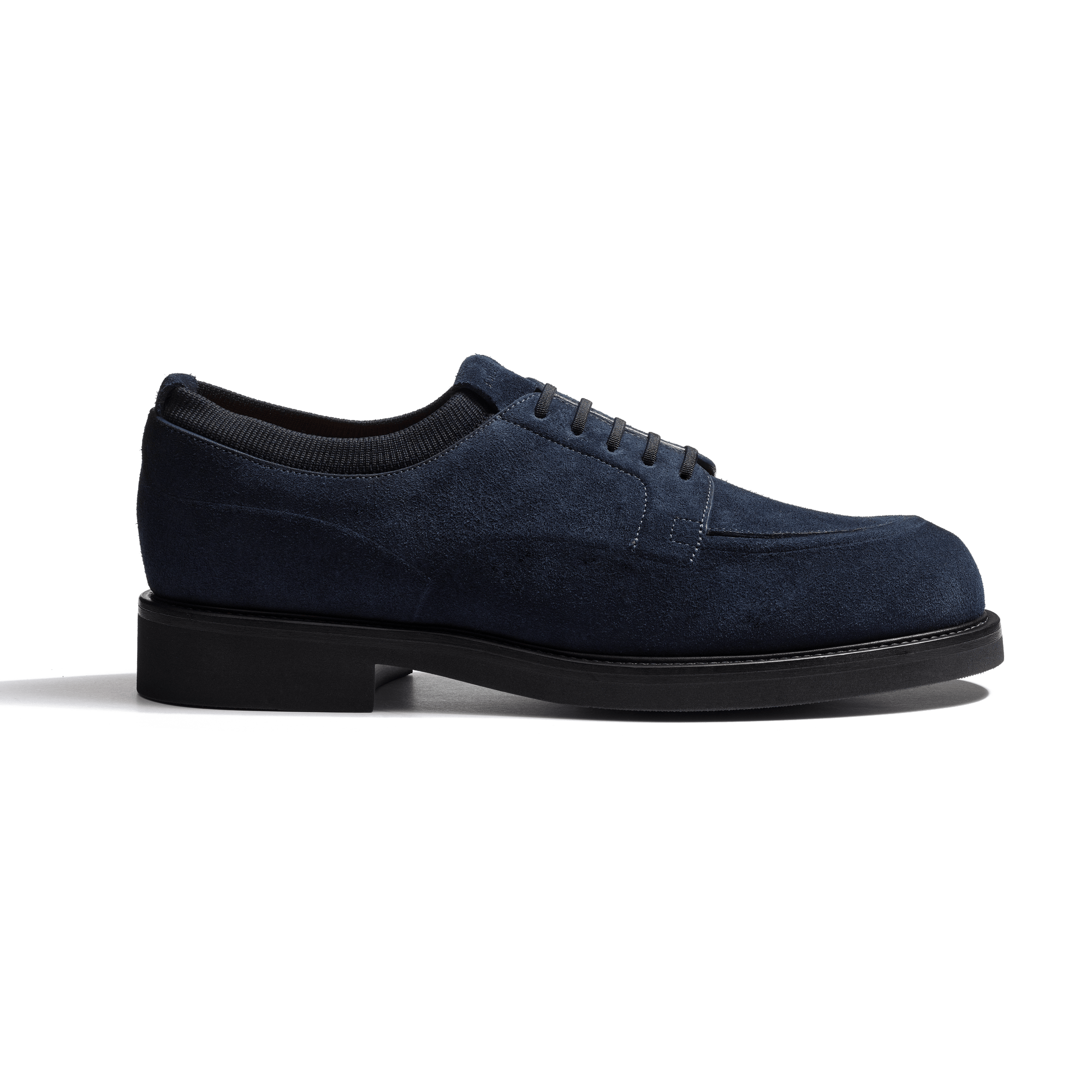 Derby Empreinte [homme cuir velours marine & col en maille marine]