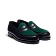 Mocassin 180 [homme cuir veau velours vert foncé et veau box bleu initial]