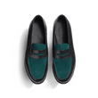 Mocassin 180 [homme cuir veau velours vert foncé et veau box bleu initial]