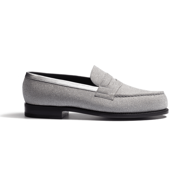 Men's Silver glitter goatskin & silver supple calfskin 180 Loafer