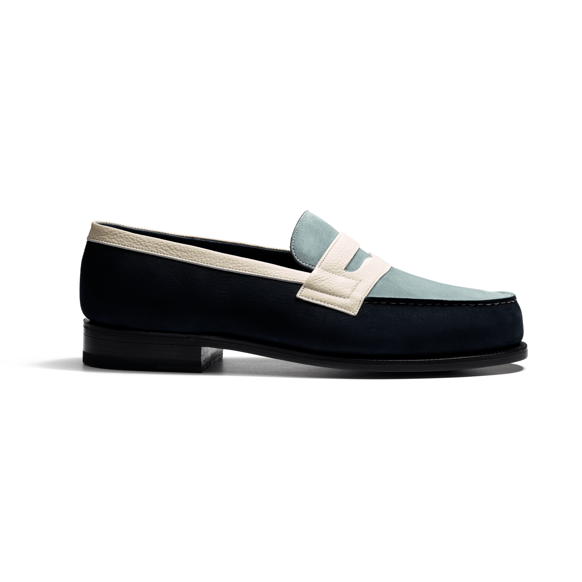 180 Loafer [Men navy blue & faded blue nubuck & panna grained calfskin]