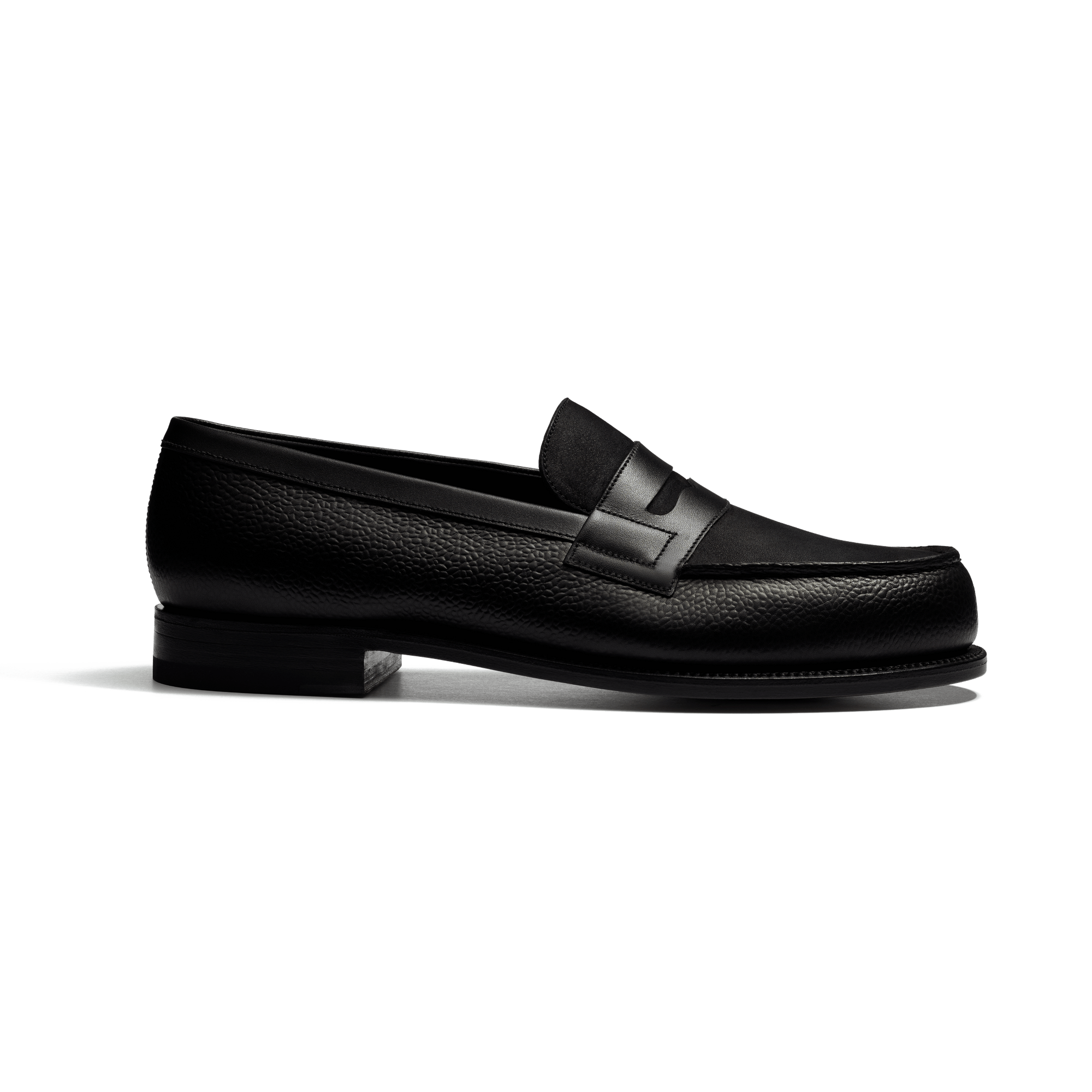 180 Loafer [Men Black grained calf leather & black nubuck & black boxcalf]