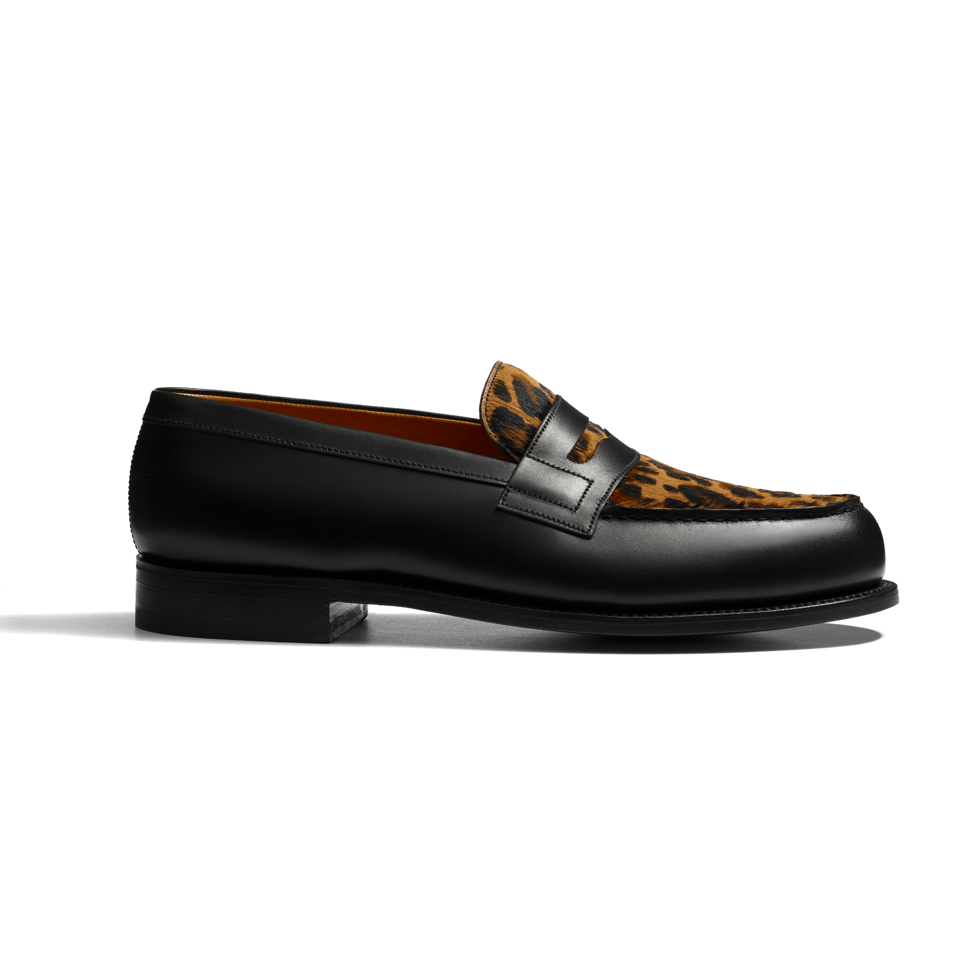 180 Loafer [Men Leopard printed hairy calf leather and black boxcalf]