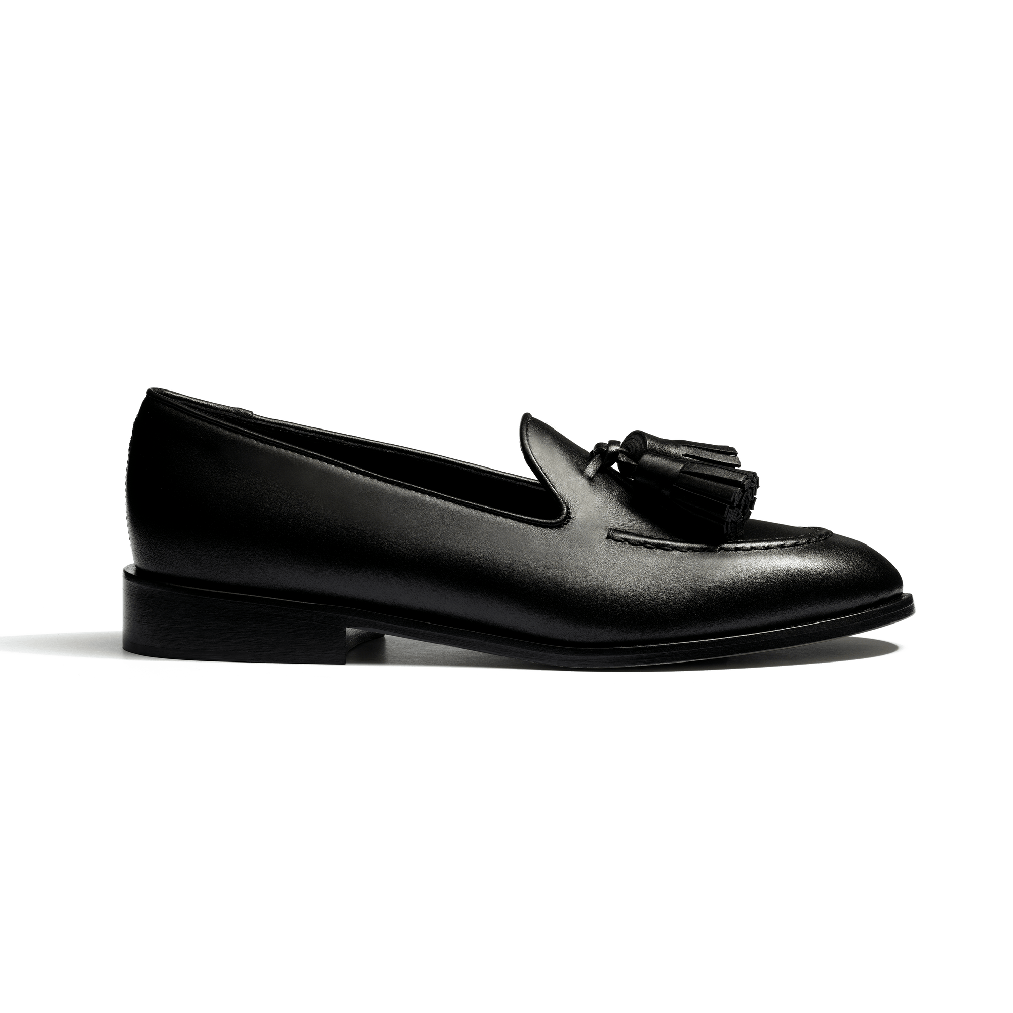 Mocassin à Pampilles [femme cuir veau lisse satiné noir]