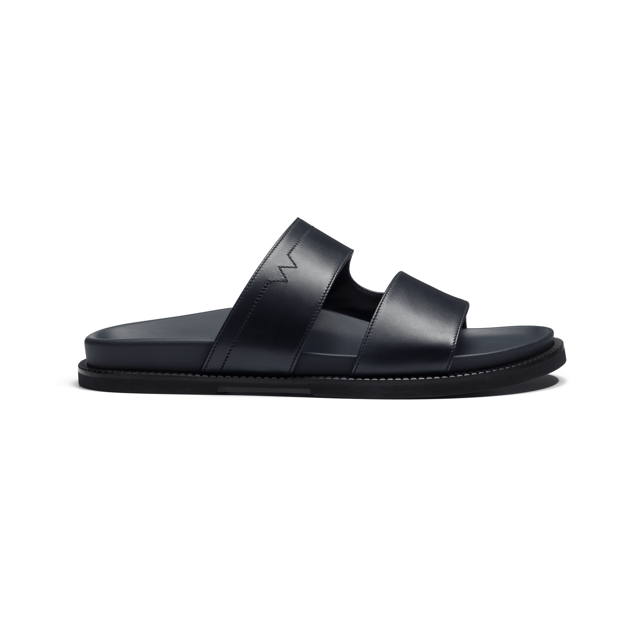 Anatomical Mule Double V [Initial Navy smooth calfskin]