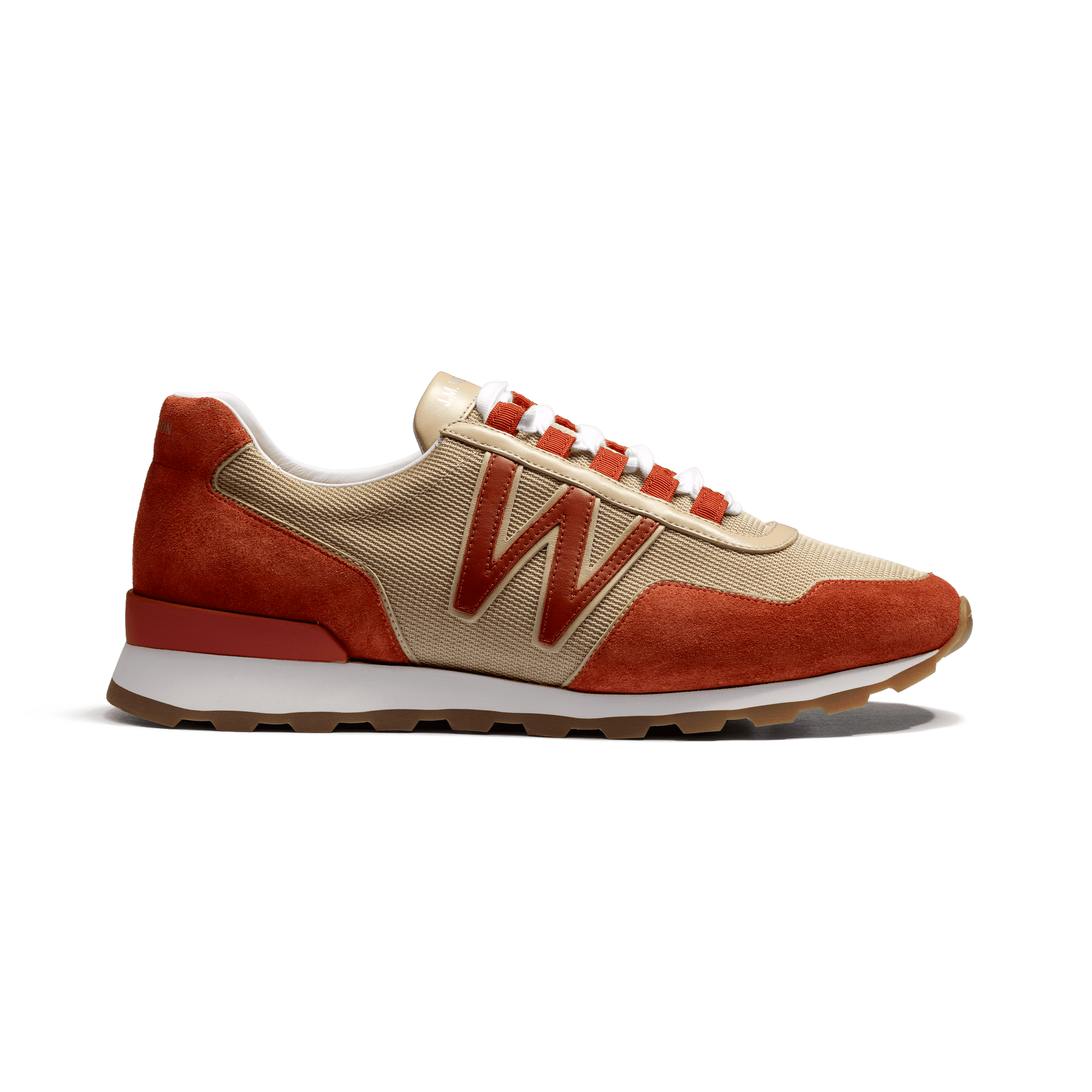 On My Way Ghillies Roland-Garros Sneaker [White nylon canvas & navy suede calfskin with clay orange sport calfskin details]
