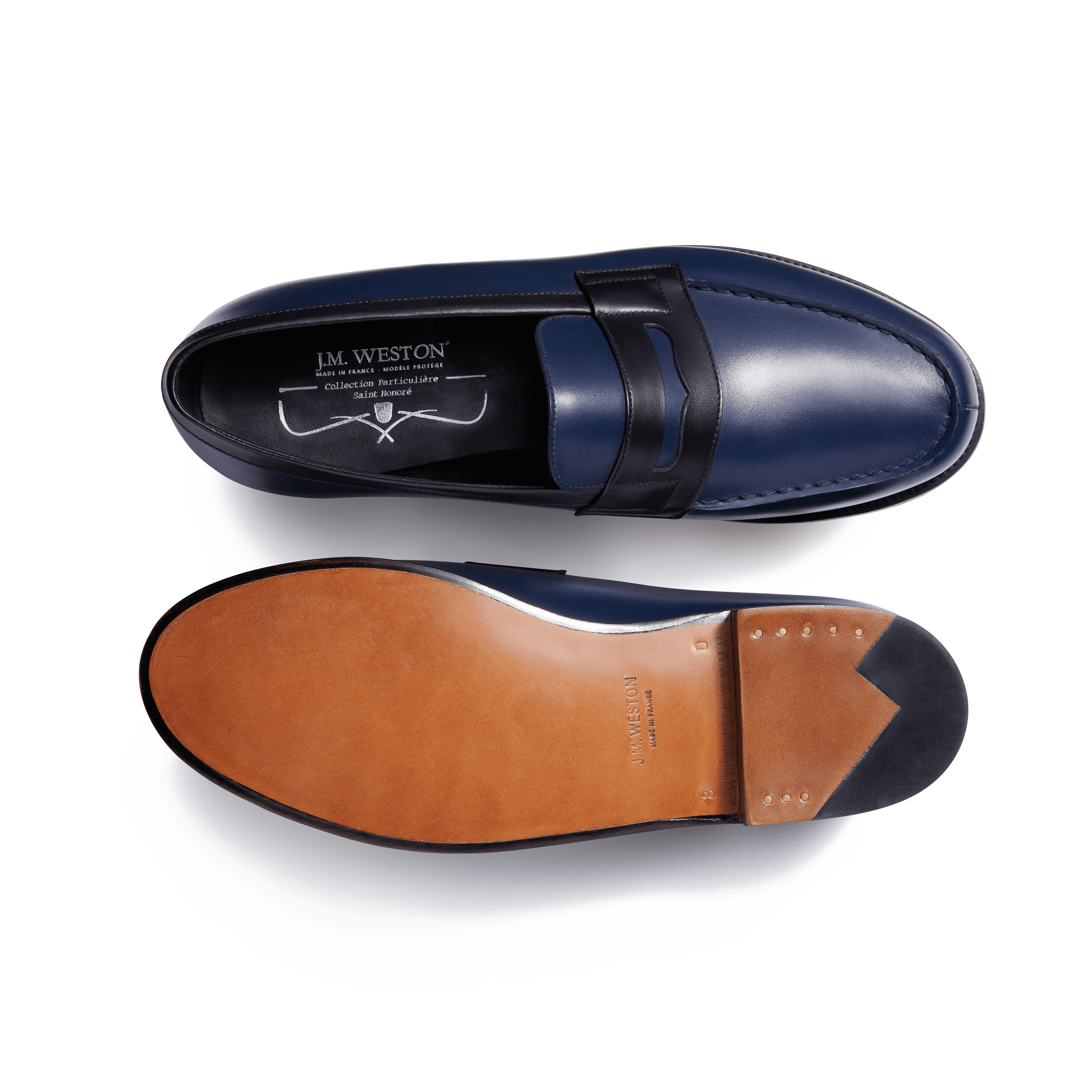 Men's Black & Ocean Blue boxcalf 180 Loafer | J.M. Weston Men's Black & Ocean Blue boxcalf 180 Loafer | J.M. Weston