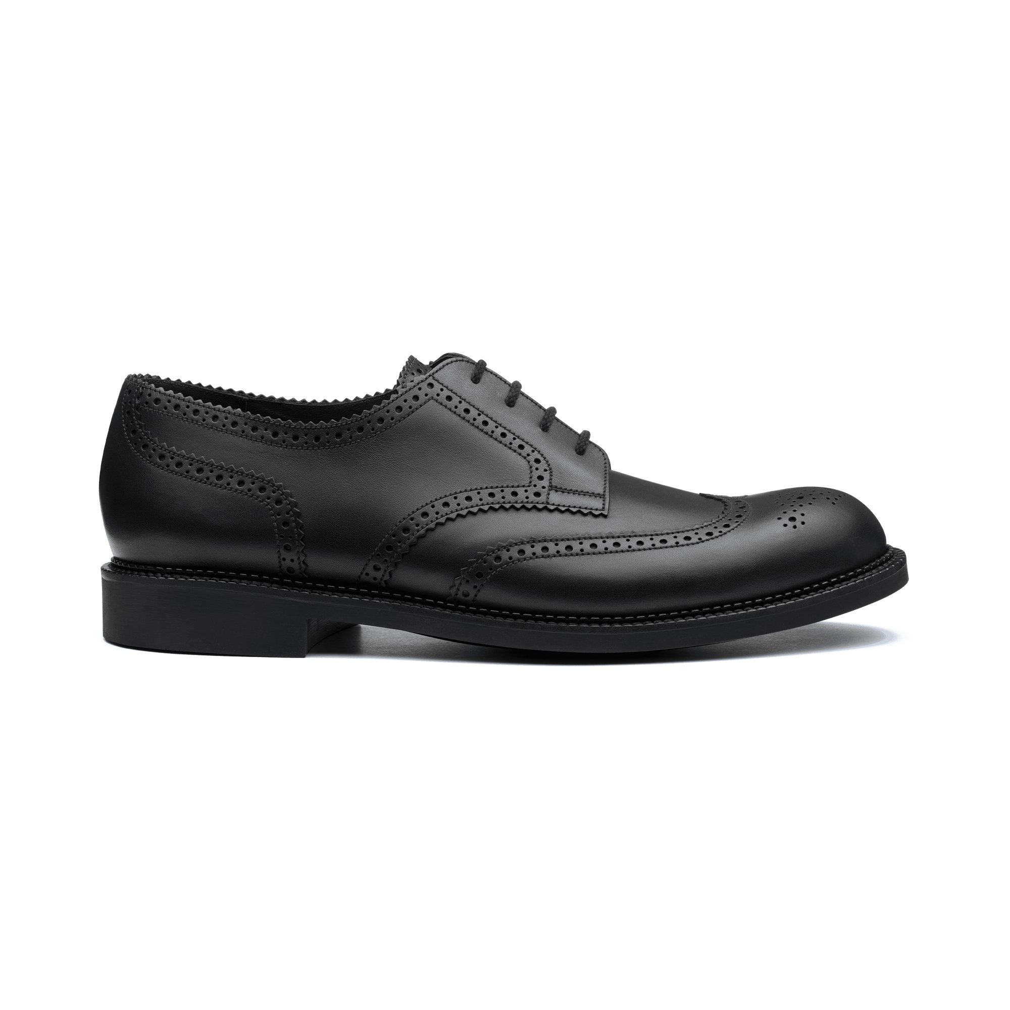 Miles Perforated Derby[Men Black soft calfskin]