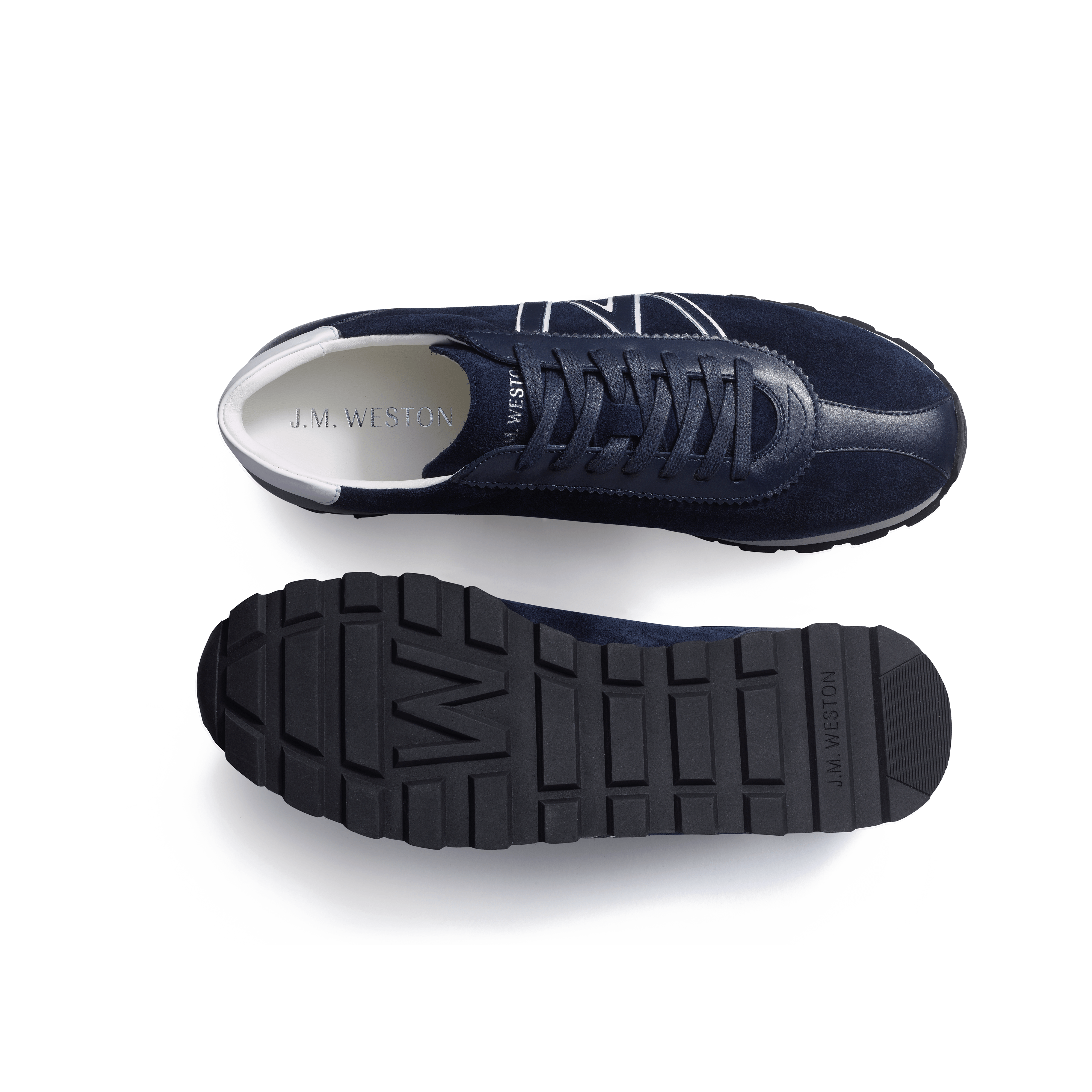 Men's Navy Suede Leather On My Way Sneaker | J.M. Weston Men's Navy Suede Leather On My Way Sneaker | J.M. Weston