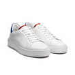 Basket On Time [cuir lisse blanc détails bleus et rouge]